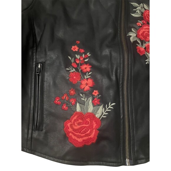 Torrid Moto Jacket Womens Size 0 Black Rose Floral Embroidered Studded Zip - Picture 4 of 12